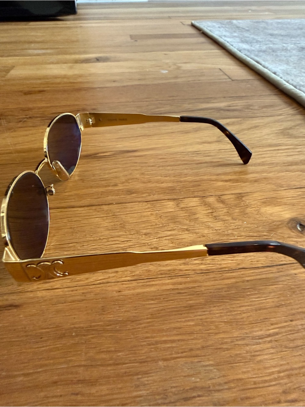 Celine Gold Frame Sunglasses with Dark Brown Temples